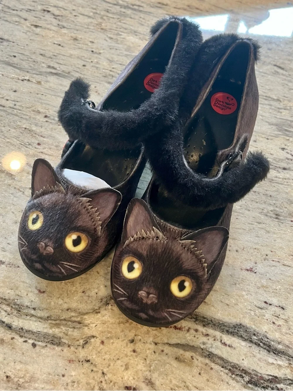 NWT Dark Chocolate design Hot Chocolate Design cat noir heels